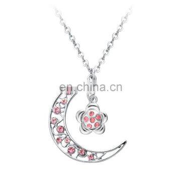 Senfai beautiful Moon shape necklace with a pendant inside