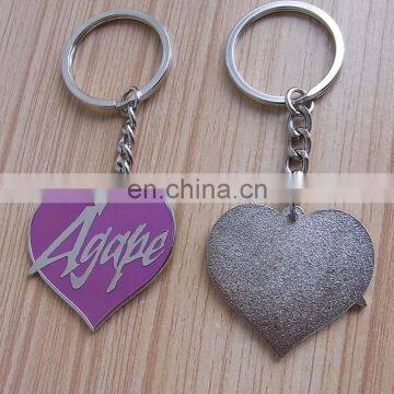 metal heart shape hard imitation purple keychains, valentine's day gifts keyrings