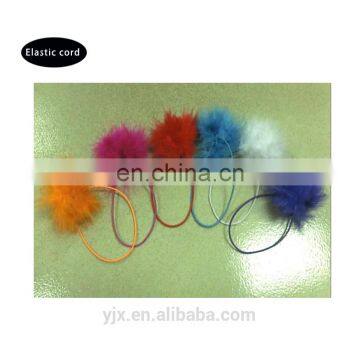 Pre-tie elastic hair stretch loop with feather