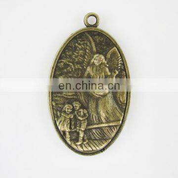 Antique bronze plated religious pendant medal