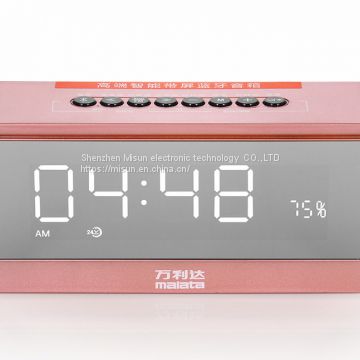 Portable Mini Wireless Bluetooth Display Speaker with Alarm Clock, Hands-Free Calls, FM Radio