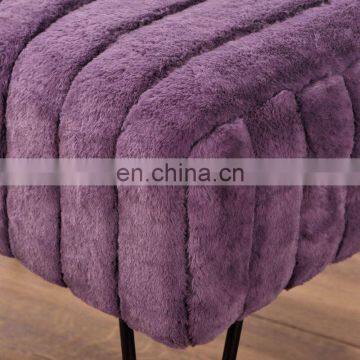 Modern Home Use Stool Tufted Velvet Ottoman Stool With Metal Legs Living Room Pink Ottoman photo-3