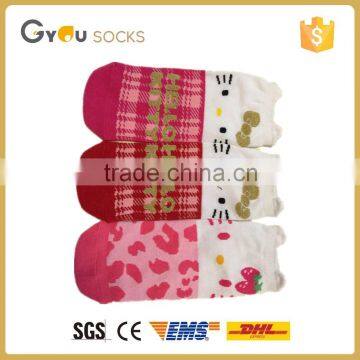 Mini cat young girl pink cotton socks with golden printed