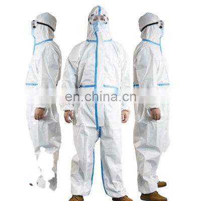 Non Woven PPE CE CAT III EN14126 13688 14605 13034 13982 Hospital  Medical Disposable Waterproof Protective Clothing Coverall