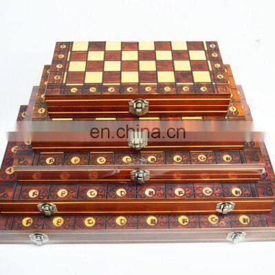 Factory Wholesale Magnetic 3 in 1 Chess Set Handmade Wooden Foldable Internal Storage Space Chess Board Game photo-4