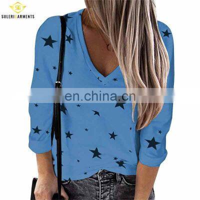 2021 Best Quality Women T Shirt Summer Use Long Sleeve Women Casual Wear Starts Printed T Shirt photo-5