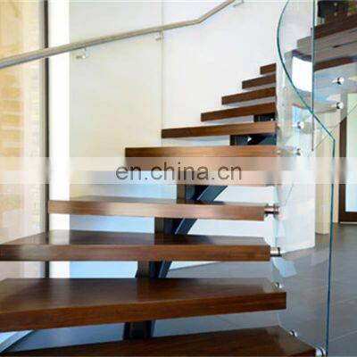 Round wood staircase / modern stainless steel curved stair