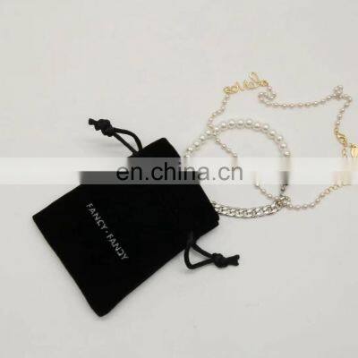 Custom Logo Printed Velvet Jewelry Gift Drawstring Bag Pouch photo-3