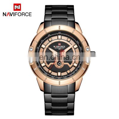 NAVIFORCE NF9166 High Quality Quartz Business Branded Watches Luminous Calendar Black Stainless Steel Wrist Watch Band For Men