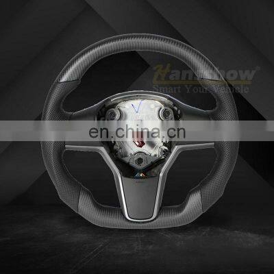 High Quality Genuine Alcantara leather racing steering wheel for Tesla Model 3 Y Matte/Gloss Carbon Fiber Steering Wheel