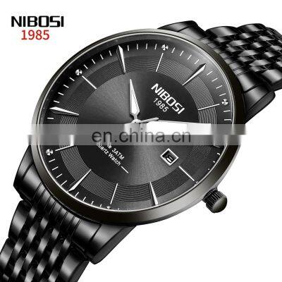 NIBOSI 2525 Simple Design Fashion Business Stainless Steel Waterproof Chronograph Quartz Watch for Men