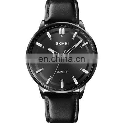 Casual men wristwatch wholesale accept OEM custom logo Skmei 1662 genuine leather business quartz men watch