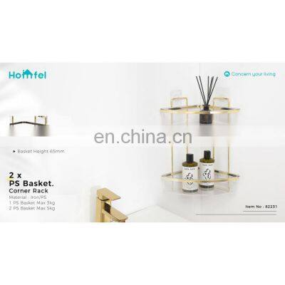 PS Corner Shower Caddy Wall Mounted Bathroom Basket Shelf Adhesive No Drilling Corner Shelf Rack photo-2