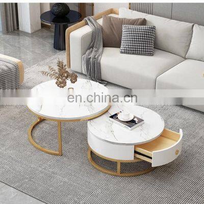 Luxury round coffee tables living room mdf marble coffee table modern coffee table