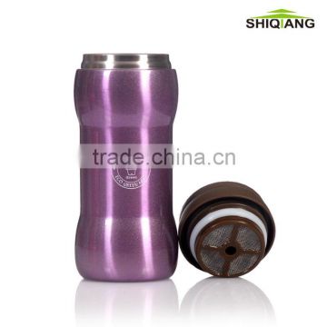 300ml wave shape stainless steel vacuum coffee thermos with filter