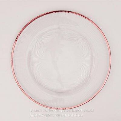 Wholesale Banquet Wedding Gold Silver Rimmed Glass Charger Plate photo-4