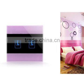 2 Gang Crystal Glass Panel 433MHZ WIFI Smart Electrical Wall Home Switch