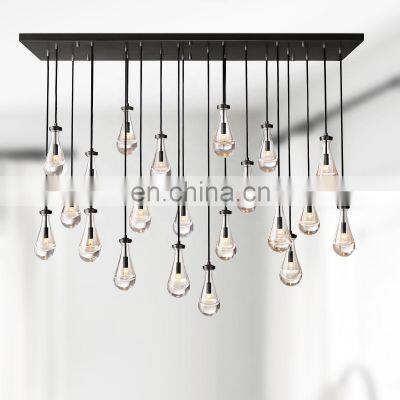 Modern Industrial Rain Drop Pendant Light Chandelier With Unique Glass Shade For Kitchen Island Living Room Bedroom Dining Room