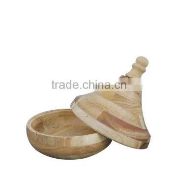 High quality best selling eco friendly Natural Rubberwood Bowl with lid from Viet Nam