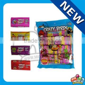 Crazy Birds sticker tattoo bubble gum