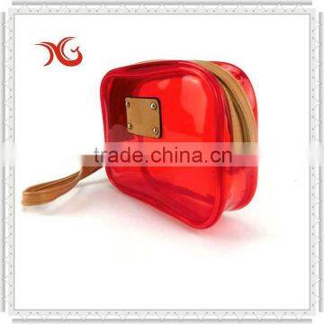 2015 fashion red clear PVC cosmetic bag