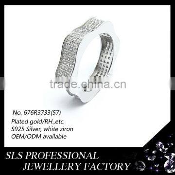 Special design jewelry ring in 925 silver white gold plated white zircon finger ring for ladies