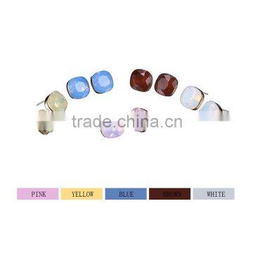 2016 Sunnmer Tropical Style Fashion Cheap White Crystal Stone Stud Earring Pack photo-6