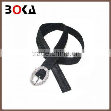 // Popular Design black soft pu leather belt with // rhinestone buckle custom pu leather belt //