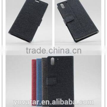 Genuine leather linen leather cover case for HTC desire eye, stand flax texture case for HTC