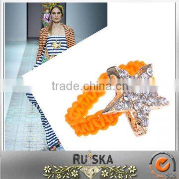 Orange String Alloy Crystal Star Fashion Rings