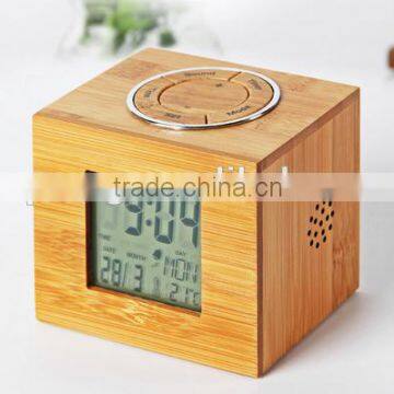 Cube wooden LED Alarm Clock,despertador Temperature Sounds Control LED display,electronic desktop Digital table clocks