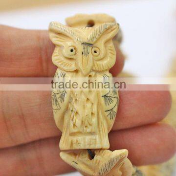 OB024 Wise Owl Hand-Carved Craft Bone Beads