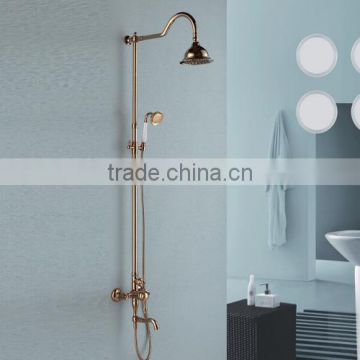 Rainfall Brass Shower Head Gold Plate Shower Set Faucet