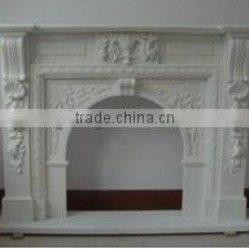 Cheap white stone fireplace mantel in xiamen