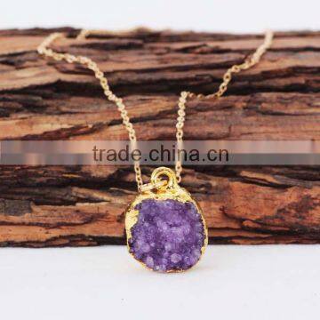New Trendy Gold Chain Natural Crystal Stone Necklaces for Women