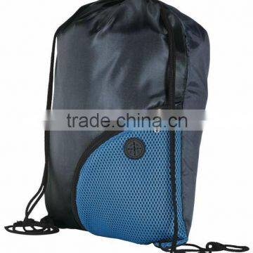 600D waterproof drawstring bag with mesh pocket