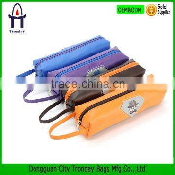 Moustache printing orange PVC pencil bag for girl