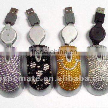 mini usb wired diamond /crystal mouse