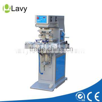 Two colors pneumatic pad printer with conveyor