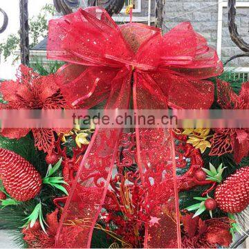 Supply Red big Christmas sheer ribbon bow for christmas decoation