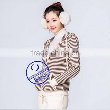 Custom Women's Yarn Dyed Zipper-up Hoodies Sweatshirts Manufactures in China