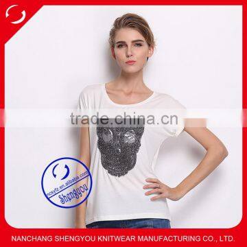 2015 China supplier custom women white t-shirt wholesale