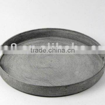 Edged Round Plastic Plate w/Antique Grey Finish
