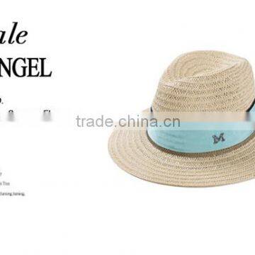 Ladies Promotional Alphabet M Caps With Ribbon Straw Panama Hat Cheap photo-3