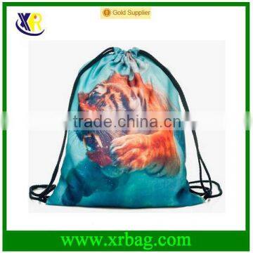 Men's Daypack Print Roaring Tiger Backpack Travel Sports Polyester Drawstring Bag