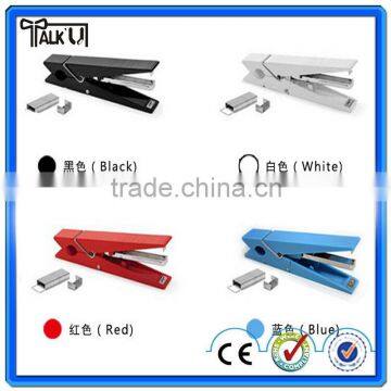 Cute smart white office medium clip paper stapler, promotional plastic office paper stapler