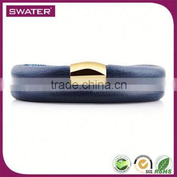 Best Selling Navy Branded Leather Bracelet photo-2