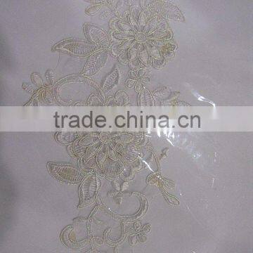 Wholesale Embroidered Gold Flower Lace/fine flower metallic lace gold lace applique for wholesale/Beautiful Fancy embroidery d