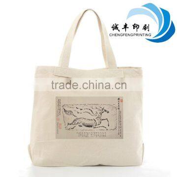 Colorful printing Cotton Canvas Tote Bag with length handles