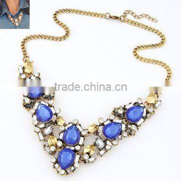 InStock Wholesale 2015 New Hot Sale Europe and America Fashion Individuality Vintage Style Colorful Crystal Statement Necklace